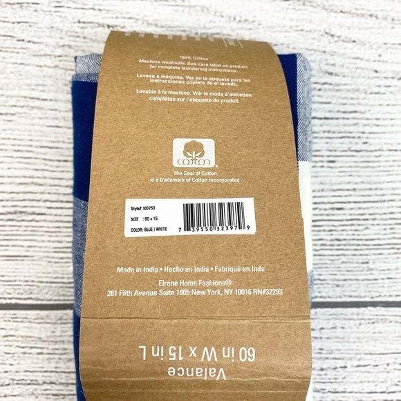 NEW Elrene Farmhouse Blue Check Valance - Picture 6 of 6